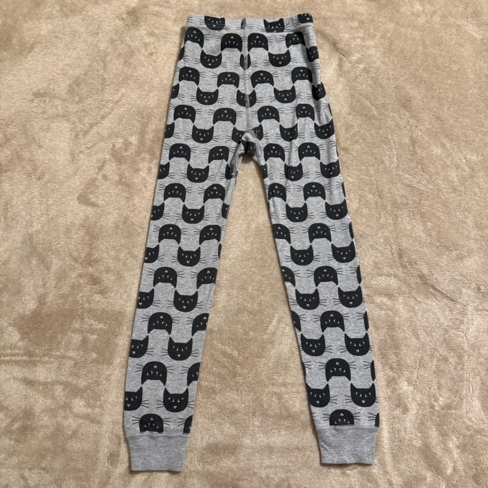 Hanna Andersson Kids Gray Black Cat Organic Cotton Pajama Set 120 cm US 6-7 FW19